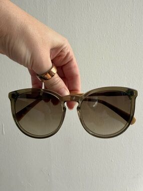 Longchamp Olive Frame Sunglasses with Mustard Temples